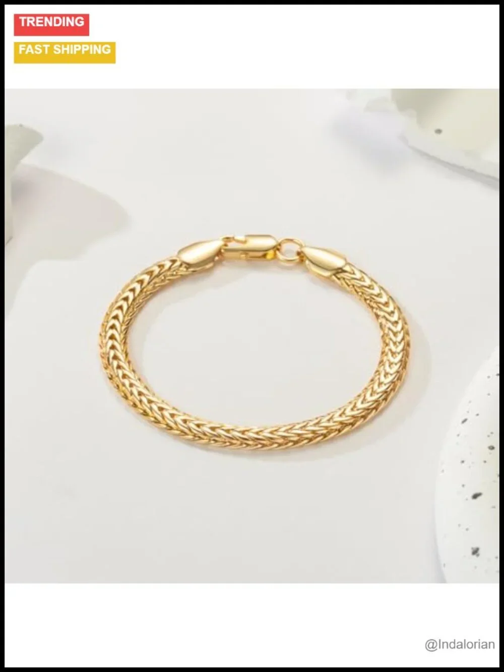 14K Gold Plated Foxtail Chain Bracelet Lobster Clasp Dainty Stackable